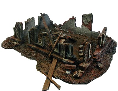 Destroyed Brick Building WWII war gaming terrain ruined buildings