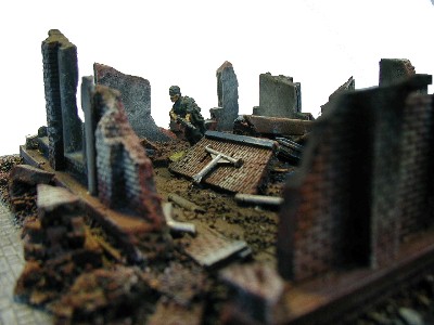 Destroyed Brick Building WWII war gaming terrain ruined buildings