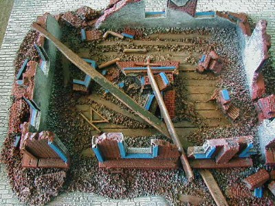 Destroyed Brick Building WWII war gaming terrain ruined buildings