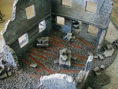 Ruined Stone Building WWII miniature wargaming buildings terrai